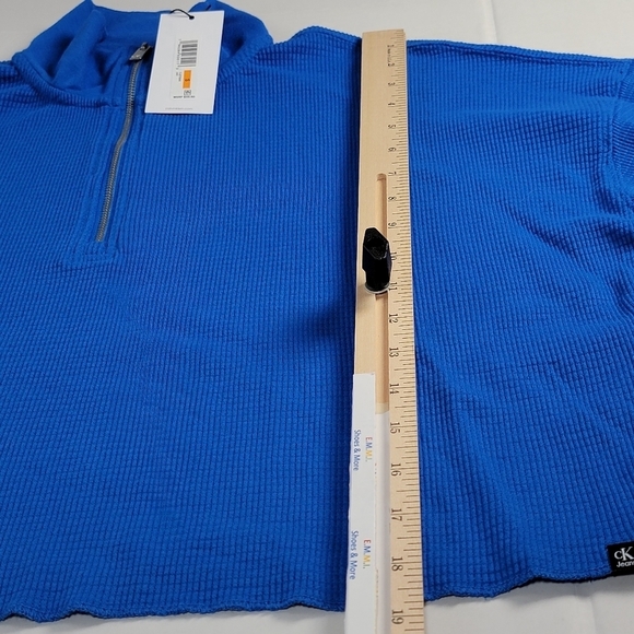 Calvin Klein Women's Waffle Knit Blue 3/4 Zip Long Sleeve Size Small New - Picture 7 of 9